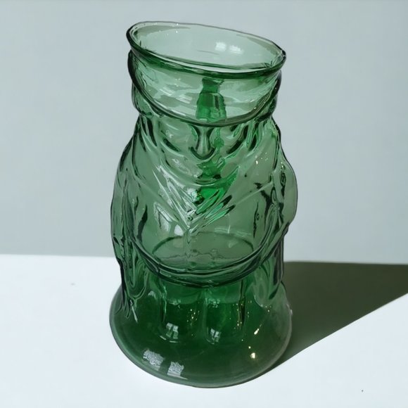 "RARE" Unique Vintage Green Glass Toby Colonial Man Pitcher 7" Tall - Picture 3 of 8